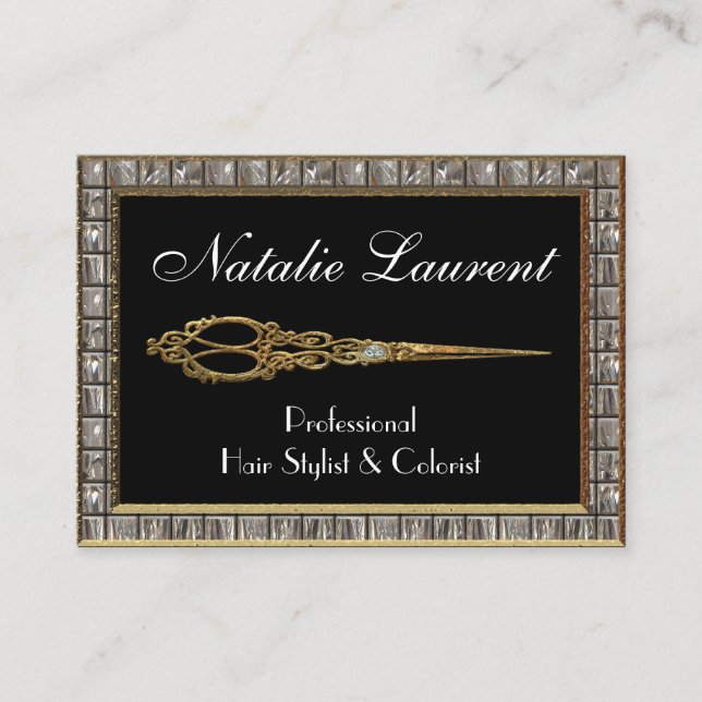 Tarjeta De Visita Scissor IV al Hairstylist elegante Royale (Anverso)