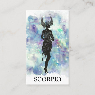 Tarjeta De Visita *~* SCORPIO Zodiac Astrología Lecturas Azul Verde