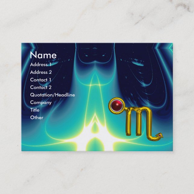 Tarjeta De Visita SCORPIO ZODIAC CUMPLEAÑOS Granada roja (Anverso)