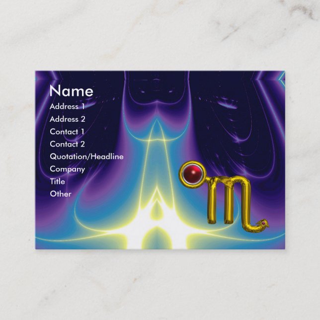 Tarjeta De Visita SCORPIO ZODIAC CUMPLEAÑOS Granada roja (Anverso)