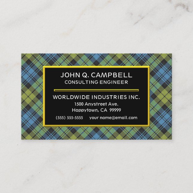Tarjeta De Visita Scottish Campbell Tartan Plaid (Anverso)