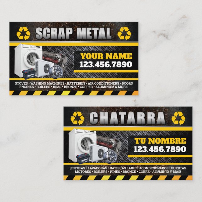 Tarjeta De Visita Scrap Metal English & Spanish Business Card (Anverso / Reverso)