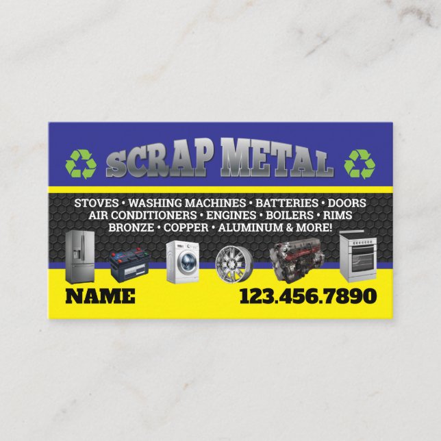 Tarjeta De Visita Scrap Metal Pickup Business Cards English-Spanish (Anverso)