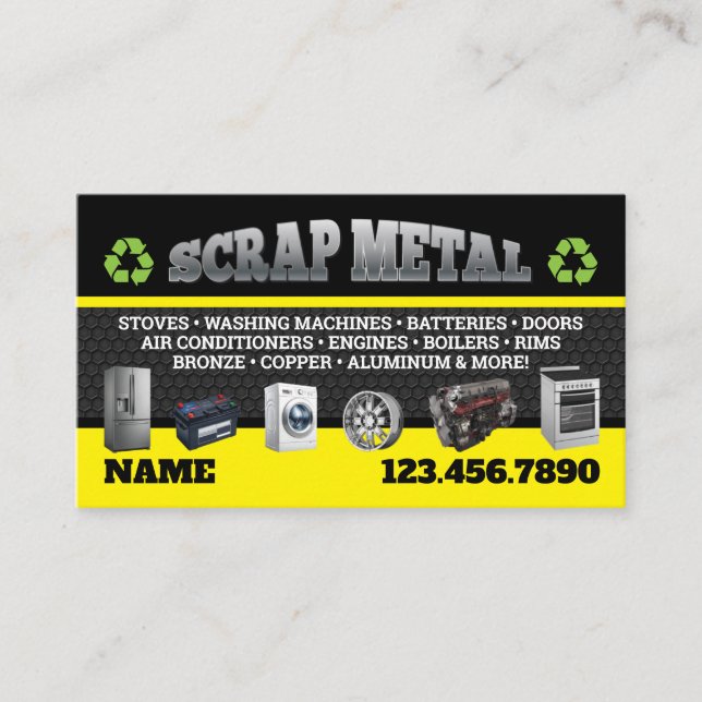 Tarjeta De Visita Scrap Metal Pickup Business Cards English-Spanish (Anverso)