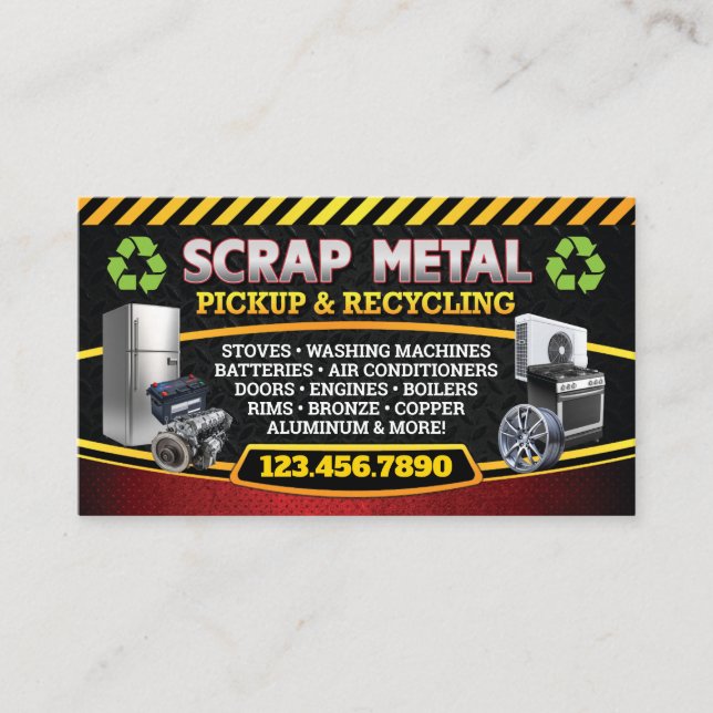 Tarjeta De Visita Scrap Metal Pickup Recycle Bilingual Business Card (Anverso)