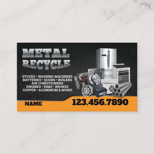 Tarjeta De Visita Scrap Metal Recycle English-Spanish Business Card (Anverso)