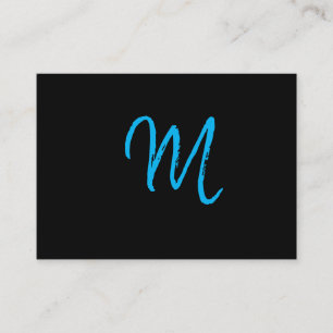 Tarjeta De Visita Script Blue Monogram on Black