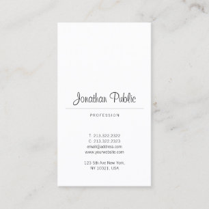 Tarjeta De Visita Script Caligráfico Elegante Tendencia Sencillo y E