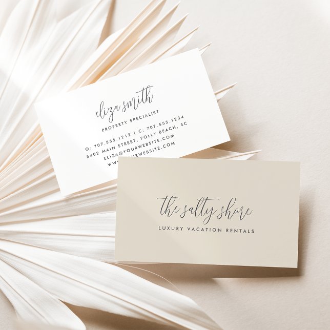 Tarjeta De Visita Script de caligrafía gris simple y elegante (Subido por el creador)