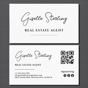 Tarjeta De Visita Script de código QR del agente inmobiliario minima