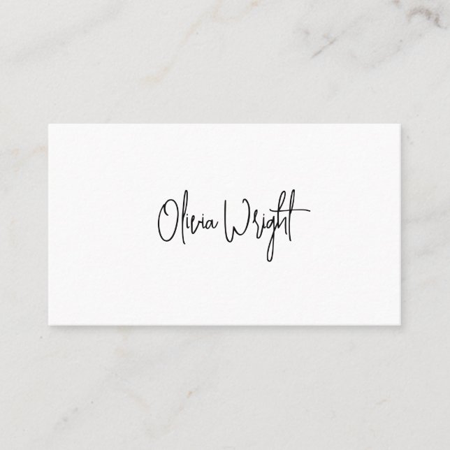Tarjeta De Visita Script de firma, Busi profesional blanco moderno (Anverso)