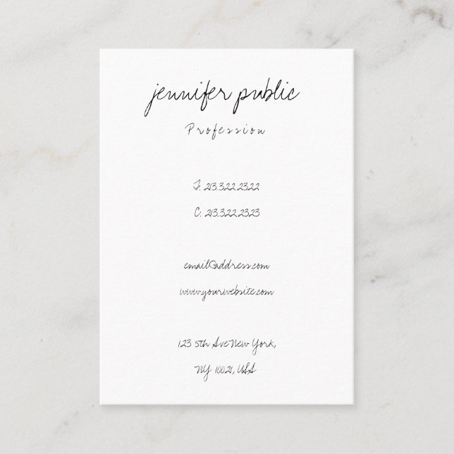 Tarjeta De Visita Script de mano libre profesional de plantilla limp (Anverso)