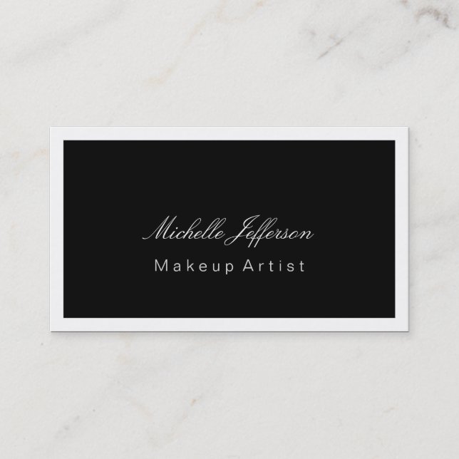 Tarjeta De Visita Script de maquillaje Black White Business Card (Anverso)