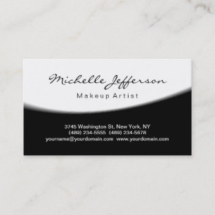 Tarjeta De Visita Script de maquillaje Black White Business Card