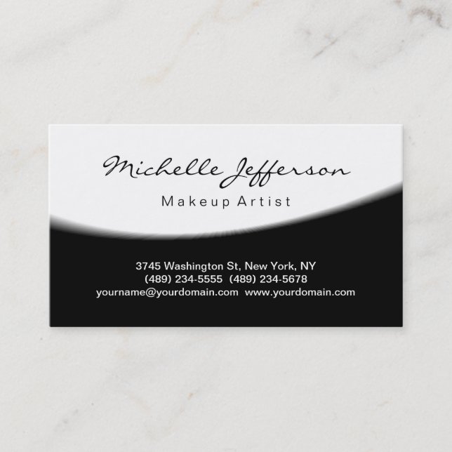 Tarjeta De Visita Script de maquillaje Black White Business Card (Anverso)