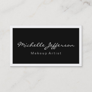 Tarjeta De Visita Script de maquillaje Black White Business Card