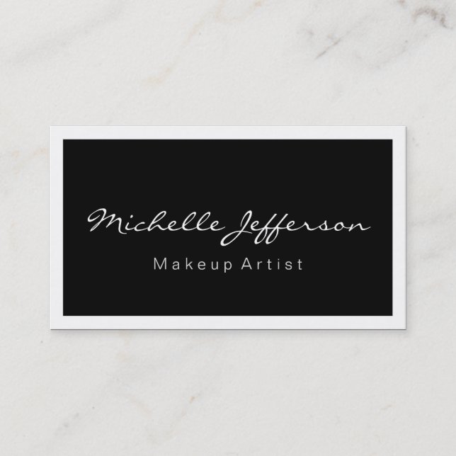 Tarjeta De Visita Script de maquillaje Black White Business Card (Anverso)