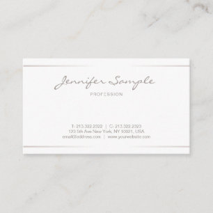 Tarjeta De Visita Script Elegante Profesional Moderno Plata