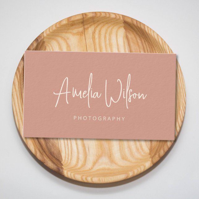 Tarjeta De Visita Script Firma manuscrita Rosa polvoriento Boho (Subido por el creador)