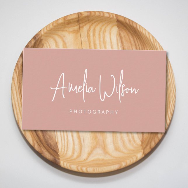 Tarjeta De Visita Script Firma manuscrita Rosa polvoriento Boho (Subido por el creador)