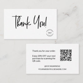 Tarjeta De Visita Script Gracias por el pedido de descuento de códig