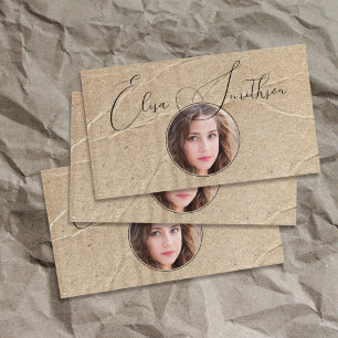 Tarjeta De Visita Script & Grunge Social Media QR Foto de código úni