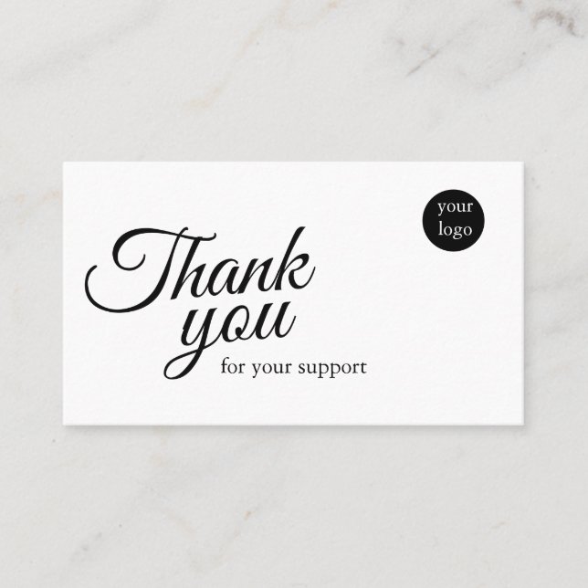 Tarjeta De Visita Script Logo Thank You Card for Your Support Busine (Anverso)