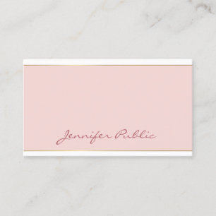 Tarjeta De Visita Script manuscrito de moda Rubor Pink Gold Template
