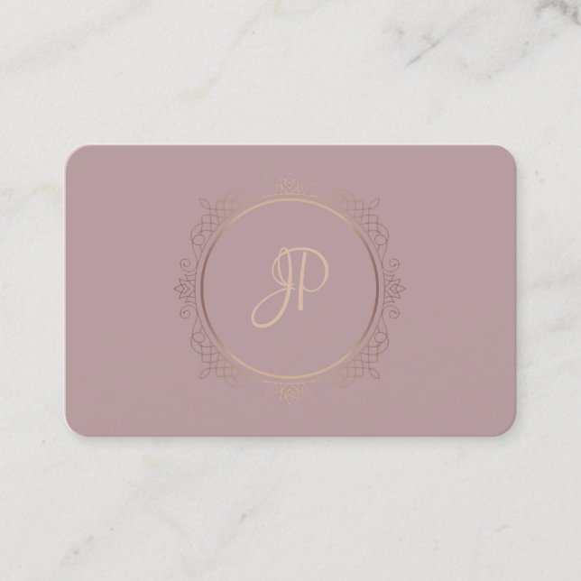 Tarjeta De Visita Script manuscrito moderno de plantilla de monogram (Anverso)