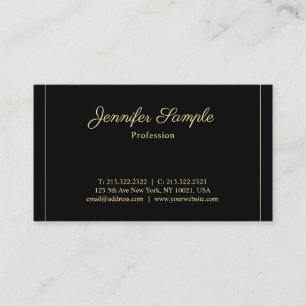 Tarjeta De Visita Script manuscrito profesional Gold Plain Luxury