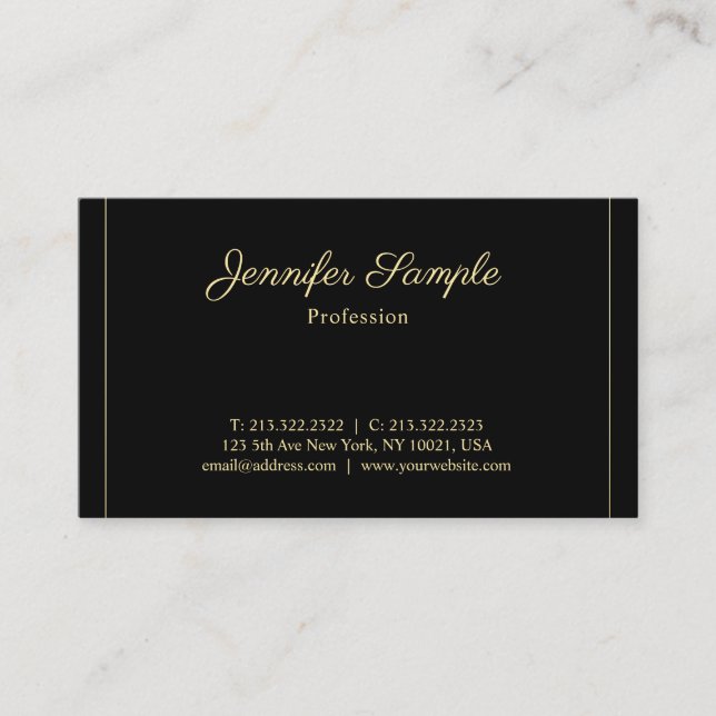 Tarjeta De Visita Script manuscrito profesional Gold Plain Luxury (Anverso)