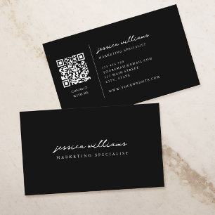 Tarjeta De Visita Script mínimo profesional en blanco y negro
