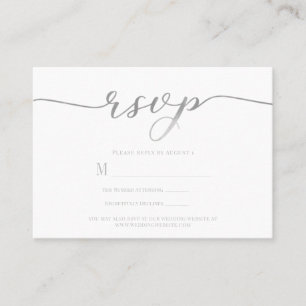 Tarjeta De Visita Script plateado de respuesta del Boda R.S.V.P.