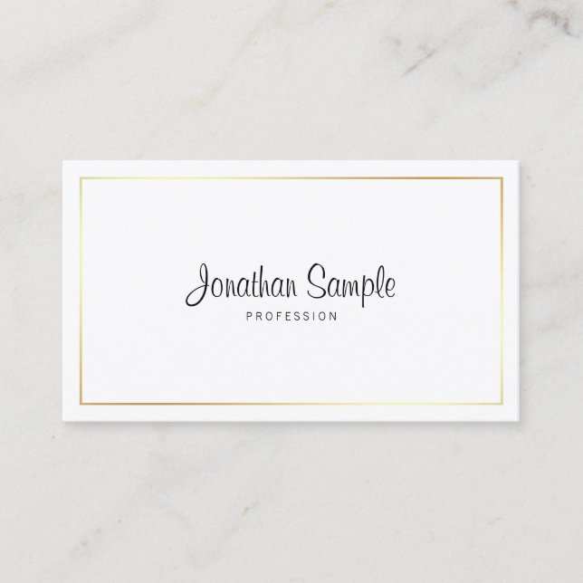 Tarjeta De Visita Script Profesional Elegant Calligraphy Plain Luxe (Anverso)