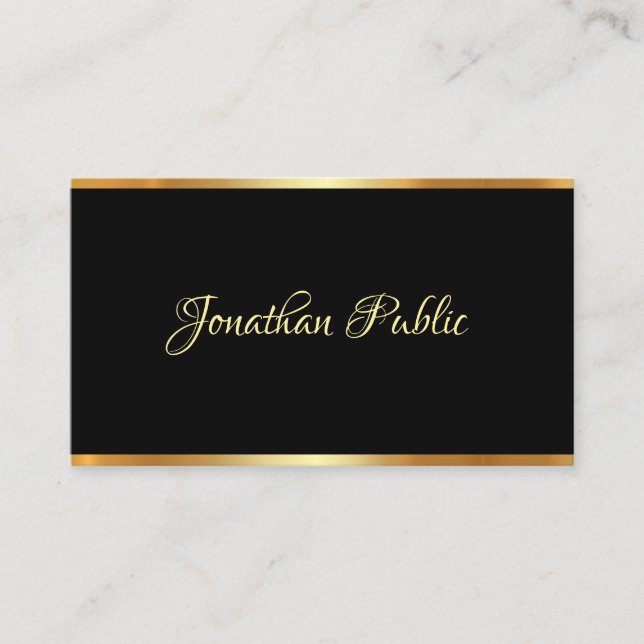 Tarjeta De Visita Script Profesional Moderno De Plantilla En Negro Y (Anverso)