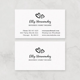 Tarjeta De Visita Script Typewriter Heart Logo Black Professional