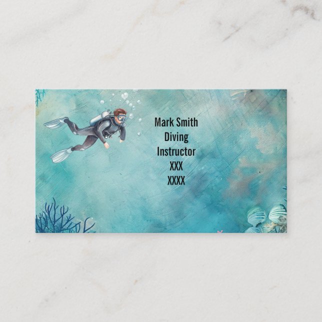 Tarjeta De Visita Scuba Diver Diving underwater  (Anverso)