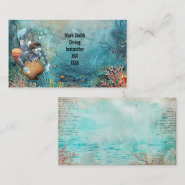Tarjeta De Visita Scuba Diver Diving underwater 