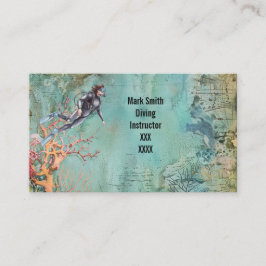 Tarjeta De Visita Scuba Diver Diving underwater 
