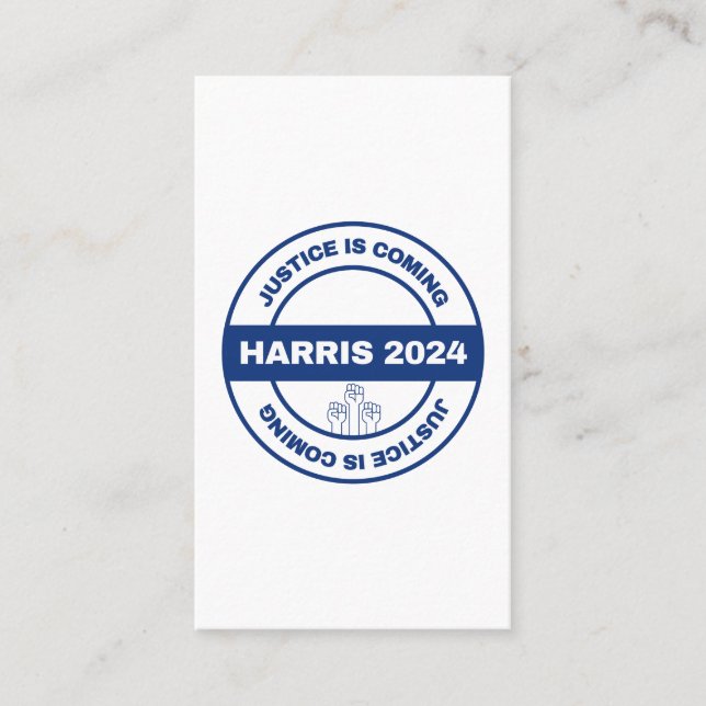 Tarjeta De Visita Se acerca la justicia | Elección de Kamala harris  (Anverso)