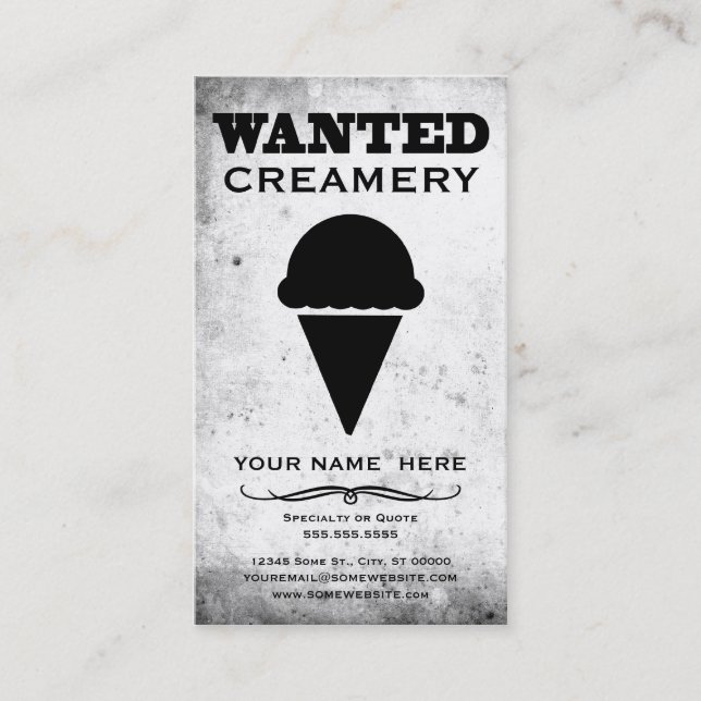 Tarjeta De Visita Se busca : creamery (Anverso)