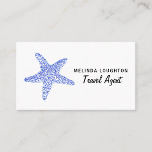 Tarjeta De Visita Sea Blue Beach Starfish, viajes y turismo