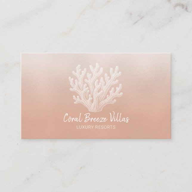 Tarjeta De Visita Sea Coral Silhouette | Lt Coral Business Card (Anverso)