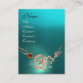 Tarjeta De Visita SEA DRAGON 2 AQUAMARINE MONOGRAM azul rojo