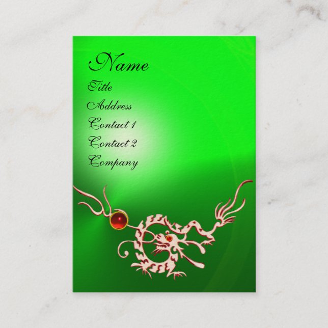 Tarjeta De Visita SEA DRAGON 2 EMERALD MONOGRAM rojo verde (Anverso)