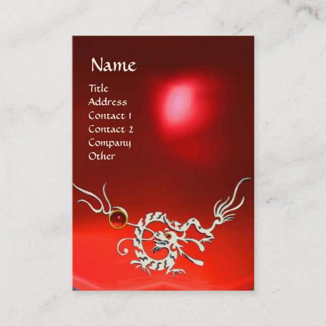 Tarjeta De Visita SEA DRAGON 2 RUBY MONOGRAM azul rojo (Anverso)