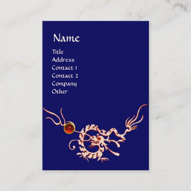Tarjeta De Visita SEA DRAGON 2 RUBY MONOGRAM azul rojo blanco (Anverso)