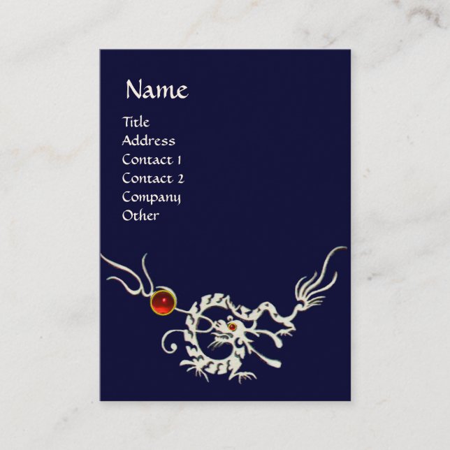 Tarjeta De Visita SEA DRAGON 2 RUBY MONOGRAM azul rojo blanco (Anverso)