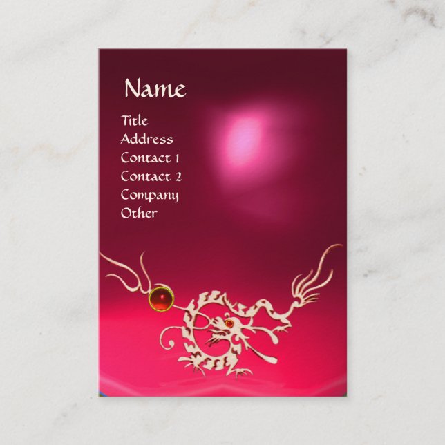 Tarjeta De Visita SEA DRAGON 2 RUBY MONOGRAM azul rojo rosa (Anverso)