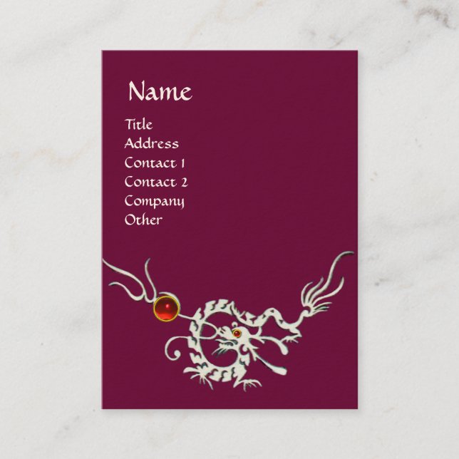 Tarjeta De Visita SEA DRAGON 2 RUBY MONOGRAM púrpura rojo blanco (Anverso)